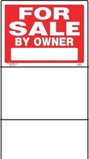 Hillman Group 842218-18"x24" Red  White Plastic for Sale by Owner Sign-LOT OF 6