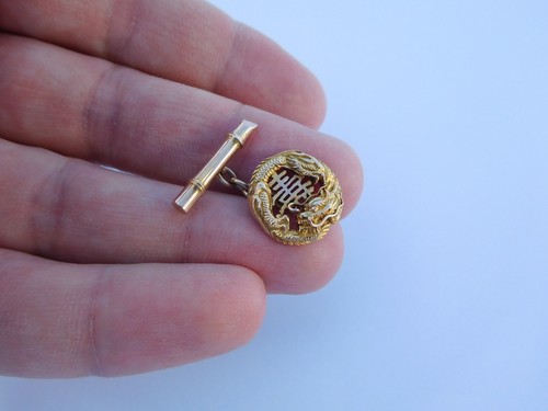 Imperial Japanese Meiji 14K Gold Lucky Dragons Asahi Shoten Cufflinks 🐉 - Picture 9 of 12