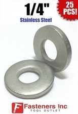 (Qty 25) 1/4" Stainless Steel THICK HEAVY DUTY SAE Flat Washers (.100 Thick) 