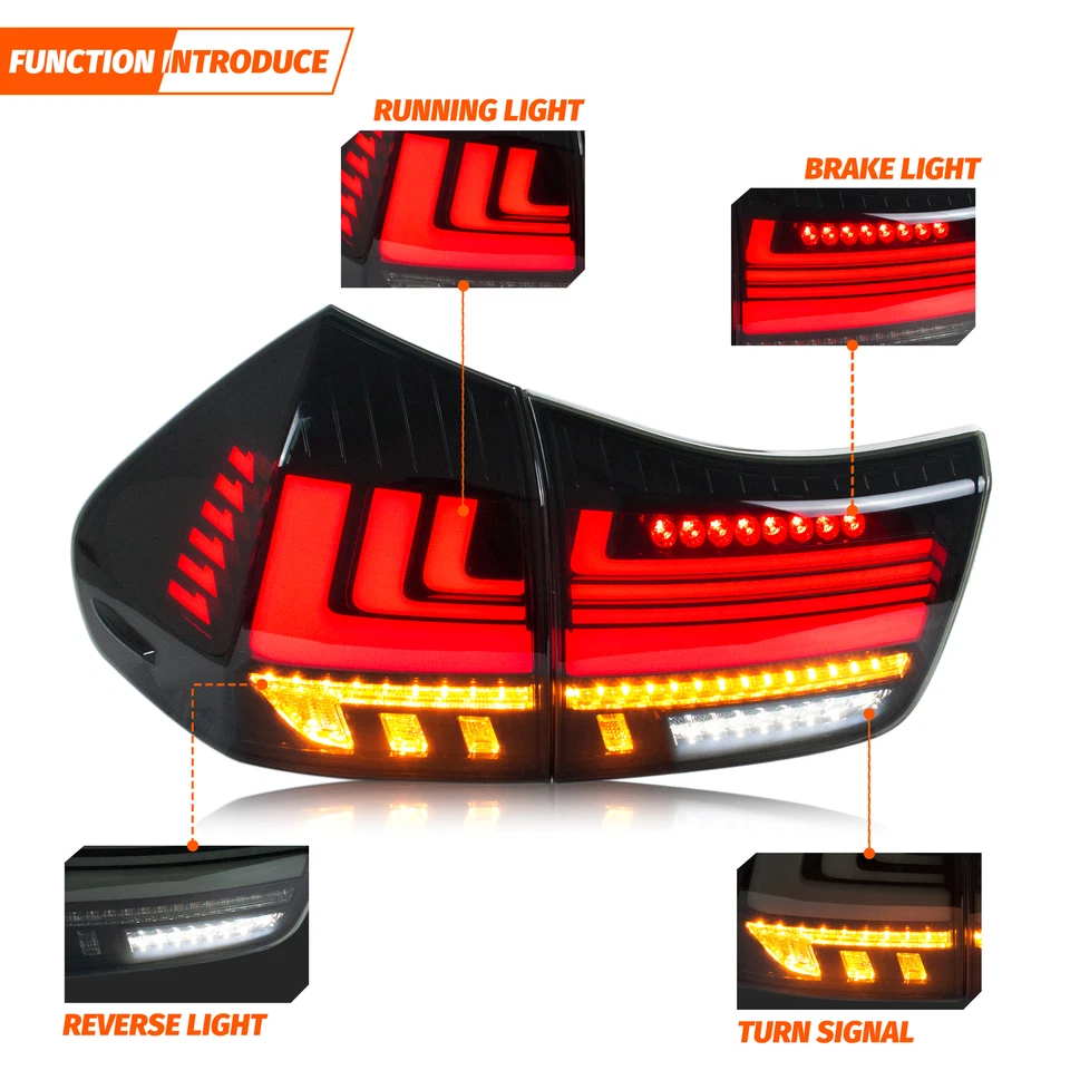 LED Sequential Tail Lights Fits 2004-2009 Lexus RX330 RX350 RX400h Rear Lamps Foto 4 de 4