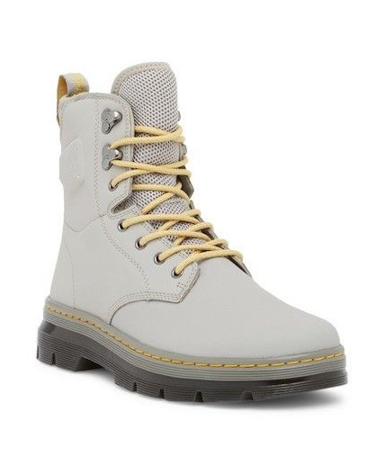 Dr Martens Quinton Mid Grey Moto Combat Military Style Boots Mens