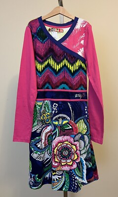 Desigual Girls Long Sleeve Floral Dress Size 13/14