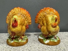 Essential Home Ceramic Turkey Salt & Pepper Shaker Set 3” Unused NOS!