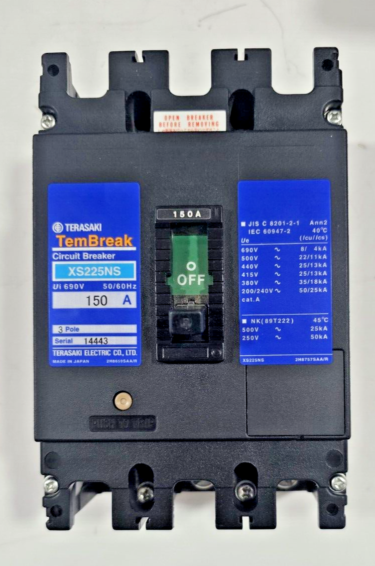 TERASAKI TEMBREAK CIRCUIT BREAKER XS225NS 175A 690VAC 3POLE 25KA
