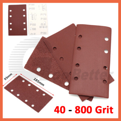 Sanding Pads Rectangular Sheets Hook and Loop Sandpaper 40 - 800 Grit 93 x 185mm