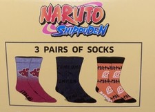 Naruto Shippuden 3 Pair Men's Crew Socks Fits Sock Size 10-13, Shoe Size 8-12
