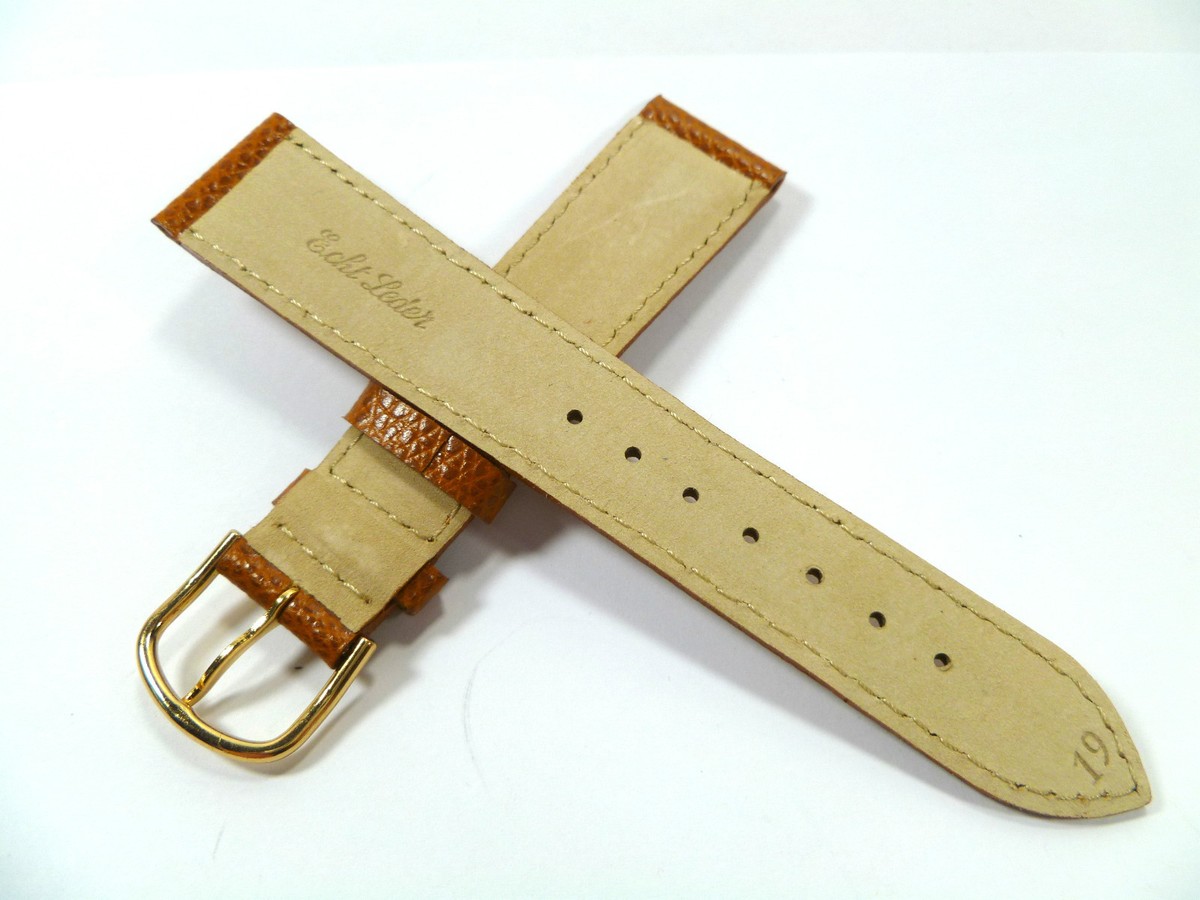 Bracelet De Montre En Cuir Lézard Marron 19mm - Boucle Ardillon - Universel - Neuf