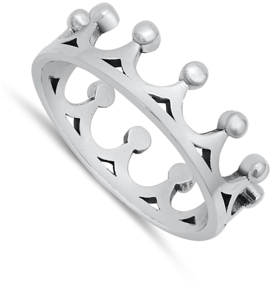 ⑤王冠RING中 Silver925 Cute Princess Crown Royal Regal Ring New .925 Sterling Silver Band