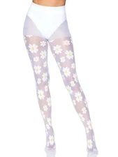 Women Seamless Sheer Pantyhose Daisy Patterned Tights Stockings Sexy  7752