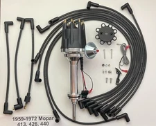 small cap 1959-1972 MOPAR 440 426 413 HEI Distributor + BLACK Spark Plug Wires