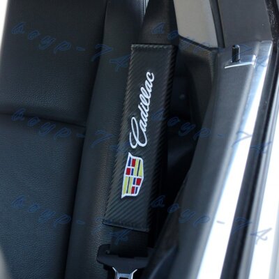 Carbon Fiber Look Embroidery SET of Seat Belt Cover Shoulder Pads for CADILLAC