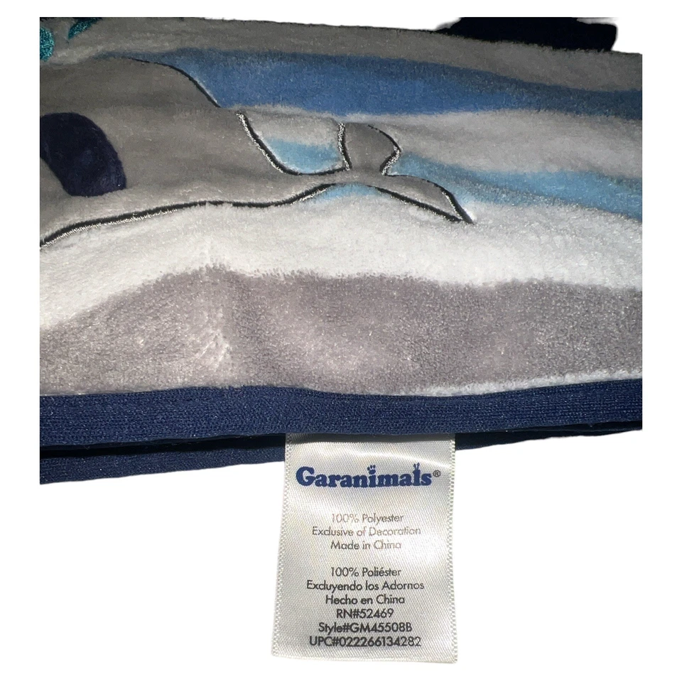 Garanimals Stripe WHALE Baby Boy Blanket Fleece Lovey Blue White Navy Squirt - Image 2 of 4