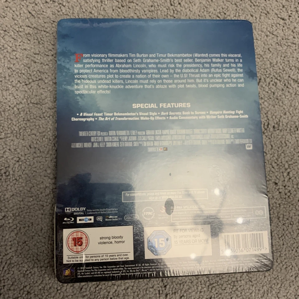 Abraham Lincoln Vampire Hunter 3D Steelbook BLU RAY NEW & SEALED - Image 2 of 2