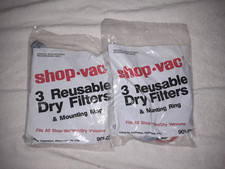 Shop-Vac Genuine 90107 Reusable Dry Disc Filter and Mounting Ring 3 Pack 901-07