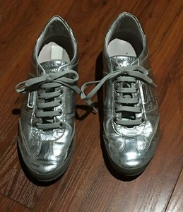 mens metallic silver sneakers