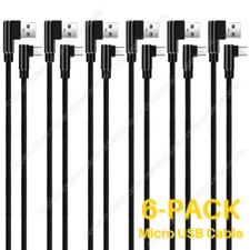 6X 90-degree Right Angle Micro USB to USB A Cable Charge For Samsung Android Lot