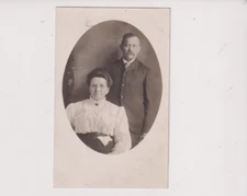 Postcard RPPC Real Photo Two Older People Posing AZO circa 1904-1918