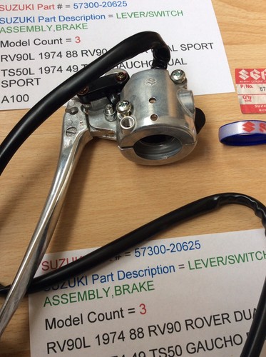 SUZUKI A100 RV90 TS50 NOS LEVER SWITCH ASSEMBLY BRAKE WIRING PT57300-20625 NEW - Picture 10 of 12