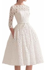 Lace A Line Vintage Style Tea Length Dress Size Small