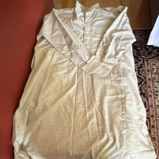 Beige Men's Cotton Kurta Traditional Long Sleeve Buttoned Collar Comfortable Fit