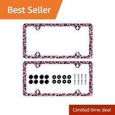 Muawuoik Pink Leopard License Plate Frame 2 Pack