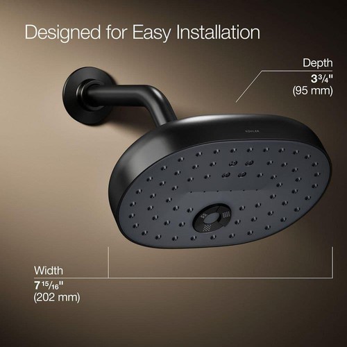 Kohler Statement 3-Spray Patterns 8 in. Wall Mount Fixed Shower Head Matte Black - Picture 3 of 11