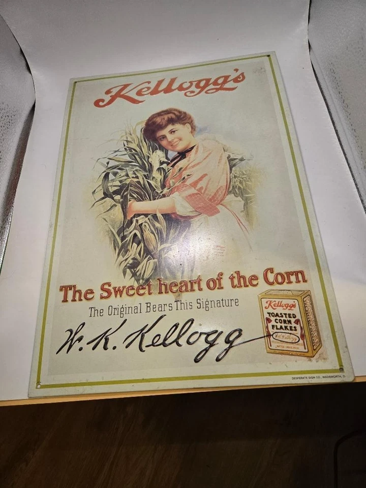 REPRODUCTION TIN SIGN FEATURING VINTAGE KELLOGGS CORN FLAKES - Image 2 of 3