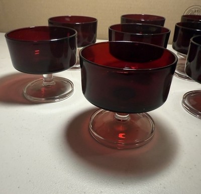 Qty 1 Vintage Ruby Red LUMINARC FRANCE Arcoroc footed 3.25  Cordial glass