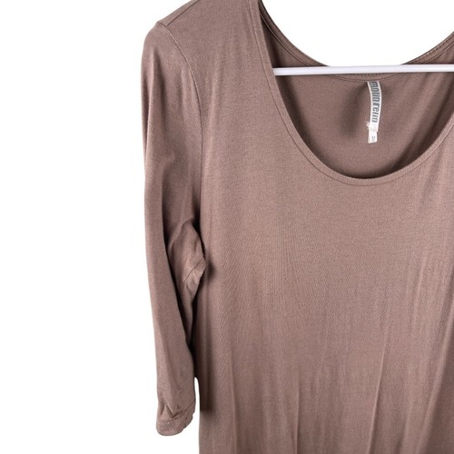 Monoreno Lettuce Crochet Trim Hem Tunic Boho Dress Tan 100% Cotton Womens Medium - Picture 3 of 6