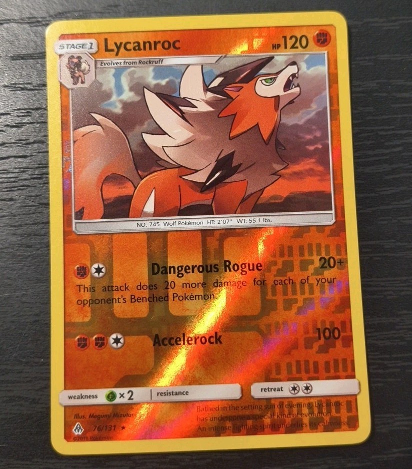 Pokemon Forbidden Light Lycanroc Reverse Holo Rare Card 76/131 LP