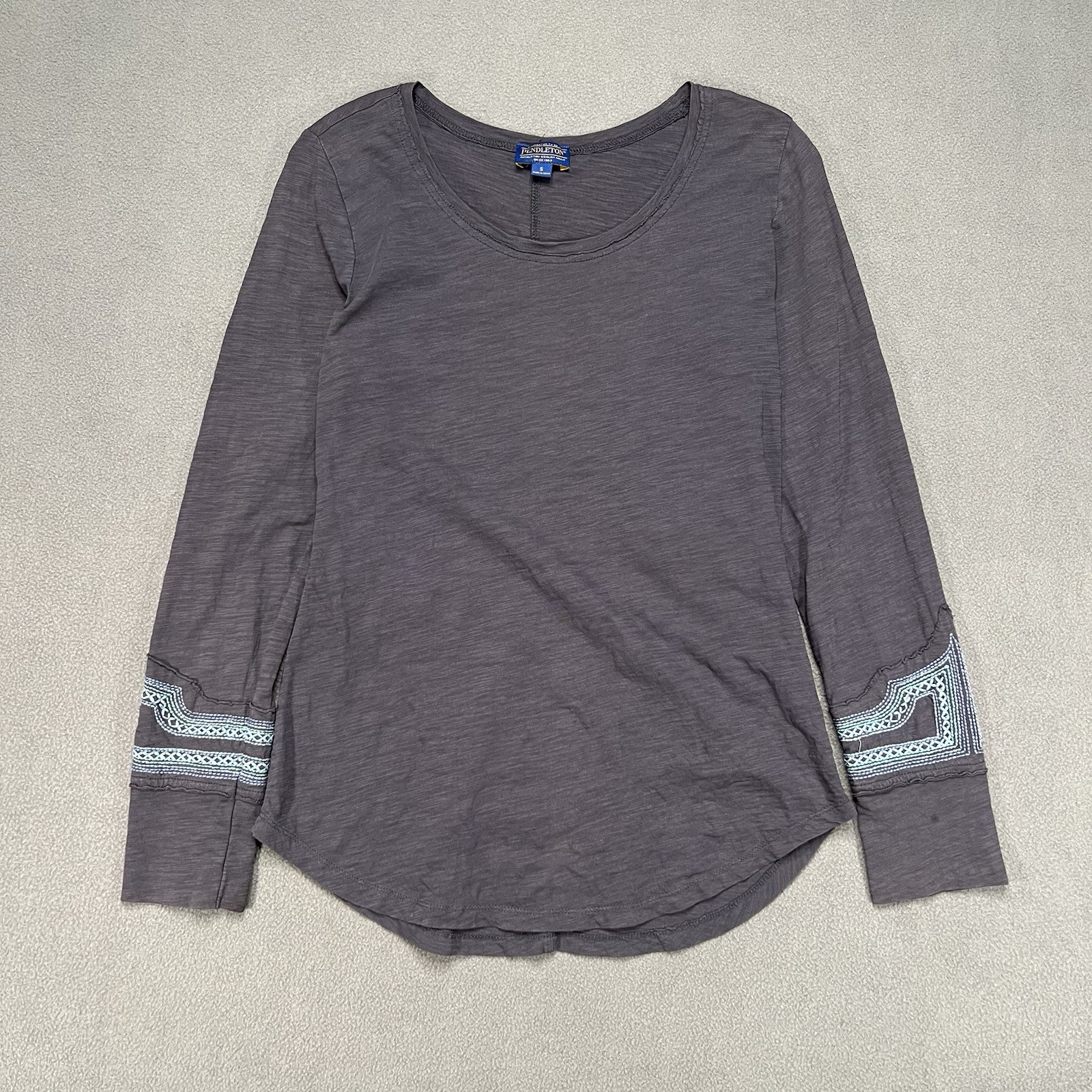 Pendleton Womens Blouse Blue Small Embroidered Lo… - image 1