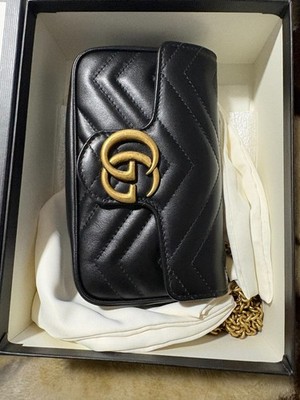 Gucci GG Marmont Crossbody Super Mini Black Leather