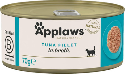 Applaws 100% natürliches Katzen-Nassfutter 24 x 70g Thunfischfiletdosen in Brühe