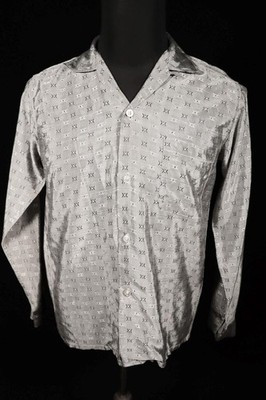 Vintage Slyk-E-Lyke 1950's Grau Glänzend Viskose Shirt Gr. S Sehr Guter Zustand