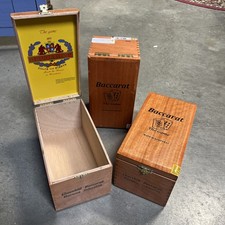 LOT of 3 Baccarat The Game Churchill 7.5x4x4.25" SOLID WOOD Cigar Box