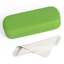 Glasses Case Hard Shell Eyeglass Case with Cleaning Cloth, PU Leather Protect...