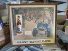 PABST BEER SIGN POSTER LITHO WITH 1930's RACE TRACK VTG BAR PUB PBR BLUE RIBBON
