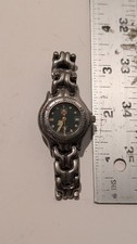 TAG Heuer Logo Quartz Watch Silver Tone Black Dial Date Needs Battery Untested