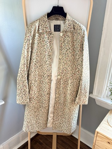 Vintage Fall 2000 RTW Collection Cynthia Rowley Y2K Leather Floral Print Coat