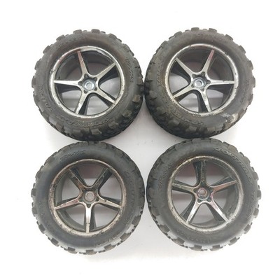 4x Traxxas Mini E-Revo Sporttraxx Talon 1/16 Scale Monster Truck Tires & Wheels