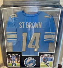 Amon-Ra St. Brown-Framed Autographed NFL Jersey-Dual Company COA-Detroit Lions