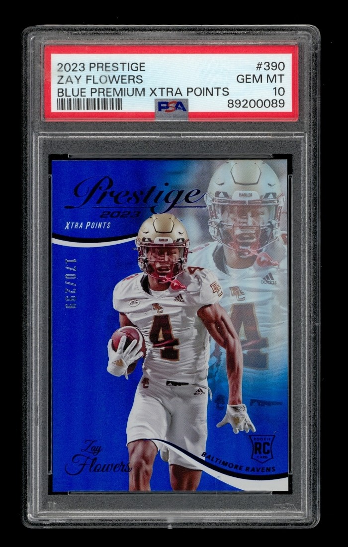 Zay Flowers Panini Prestige #390 Blue Premium Xtra Points