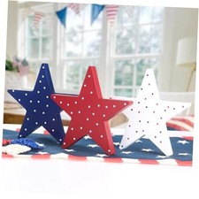 4th of July Decorations-3Pcs Patriotic Wooden Stars Sign-Classic Red White