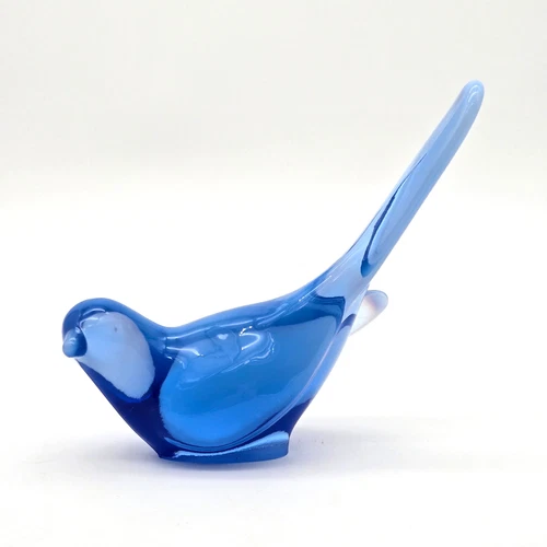 Vintage Fenton Blue Opalescent Art Glass Bird Of Happiness or Dove Figurine