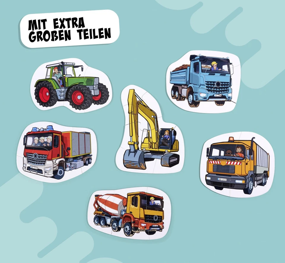 Noris - 6 Primi Puzzle: Veicoli per Bambini dai 3 Anni - Con Trattore e Co. a31h - Immagine 4 di 4