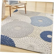  Home Aloha 42" x 66" Polypropylene Fabric Rug in Blue/Gray Finish 