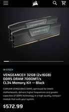 CORSAIR VENGEANCE  32GB 2x16GB DDR5 DRAM 7000MT/s CL40 Memory Kit   Black