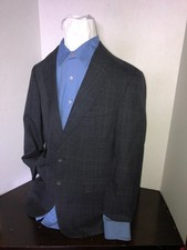 Vintage Chaps Ralph Lauren Gray Plaid All Virgin Wool Sport Coat Blazer Size 40R