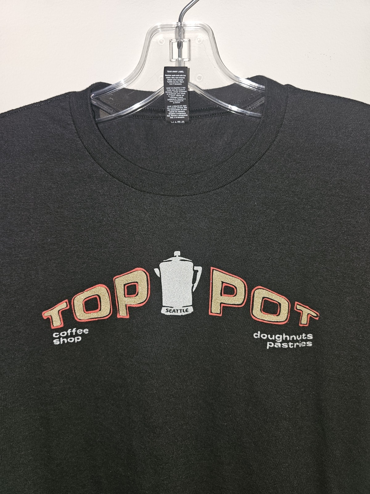 Top Pot Coffee Shop Seattle Washington Xs Mens Black Graphic Short Sleeve Tee