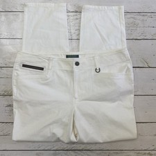 Ralph Lauren Women s Size 16 White Pants Cotton Pockets Horseshoe Equestrian LRL
